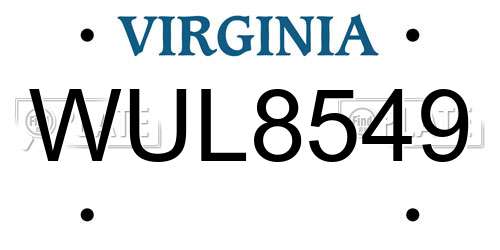 WUL8549 Virginia License Plate