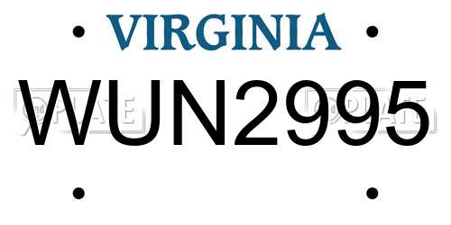 WUN2995 Virginia License Plate