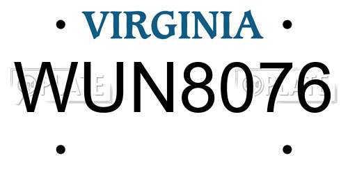 WUN8076 Virginia License Plate