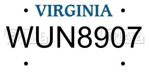WUN8907 Virginia License Plate