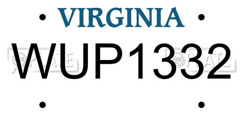 WUP1332 Virginia License Plate