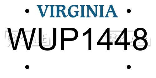 WUP1448 Virginia License Plate