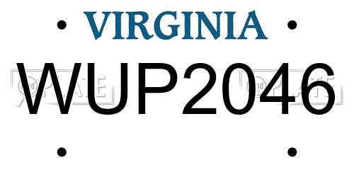 WUP2046 Virginia License Plate