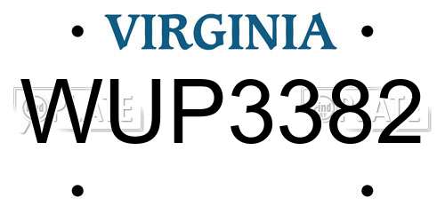 WUP3382 Virginia License Plate