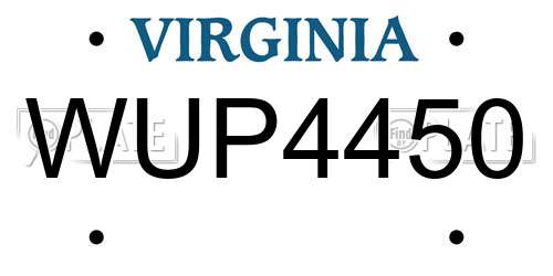 WUP4450 Virginia License Plate