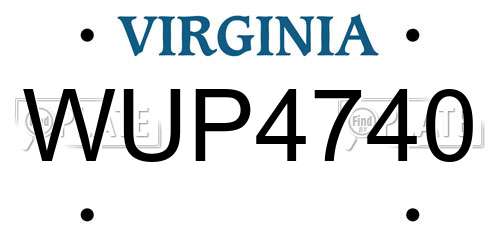 WUP4740 Virginia License Plate