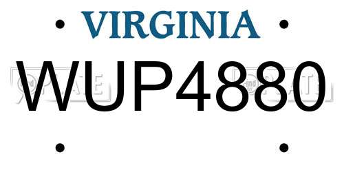 WUP4880 Virginia License Plate
