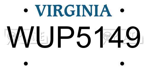 WUP5149 Virginia License Plate