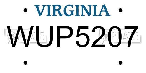 WUP5207 Virginia License Plate