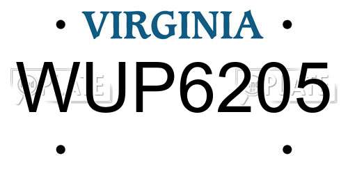 WUP6205 Virginia License Plate