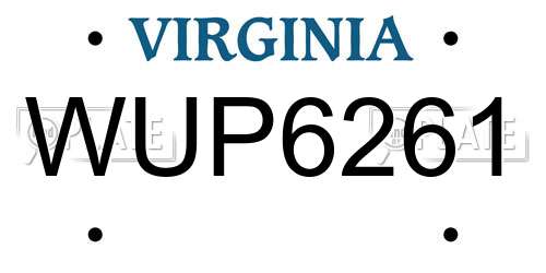 WUP6261 Virginia License Plate