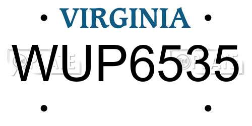 WUP6535 Virginia License Plate
