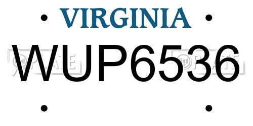 WUP6536 Virginia License Plate