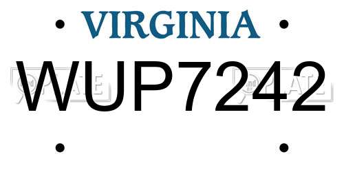 WUP7242 Virginia License Plate