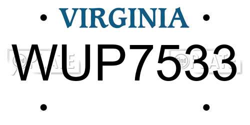 WUP7533 Virginia License Plate