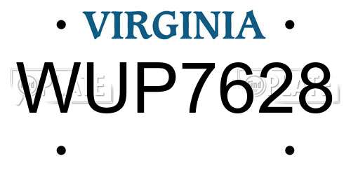 WUP7628 Virginia License Plate