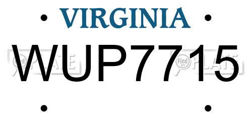 WUP7715 Virginia License Plate