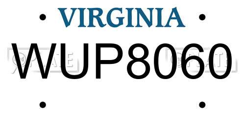 WUP8060 Virginia License Plate