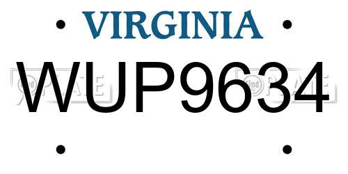 WUP9634 Virginia License Plate