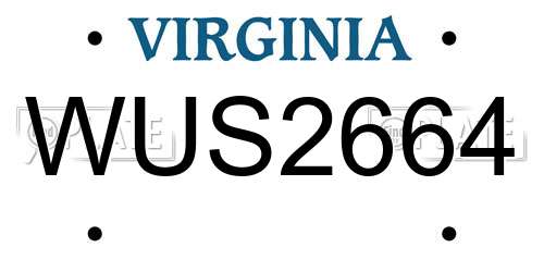 WUS2664 Virginia License Plate