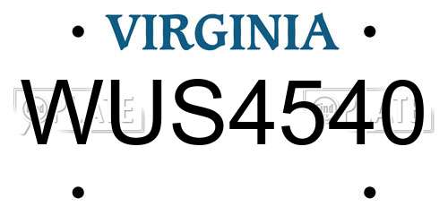 WUS4540 Virginia License Plate