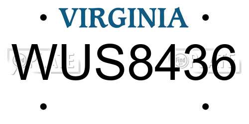 WUS8436 Virginia License Plate