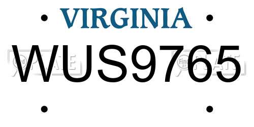 WUS9765 Virginia License Plate