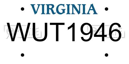 WUT1946 Virginia License Plate