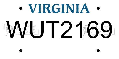 WUT2169 Virginia License Plate