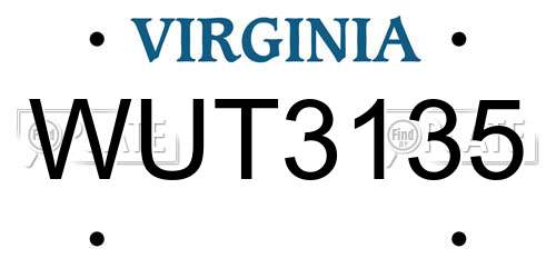 WUT3135 Virginia License Plate