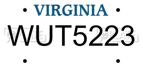 WUT5223 Virginia License Plate