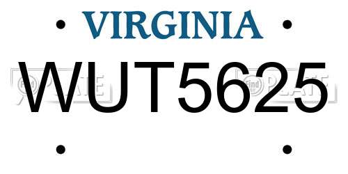 WUT5625 Virginia License Plate