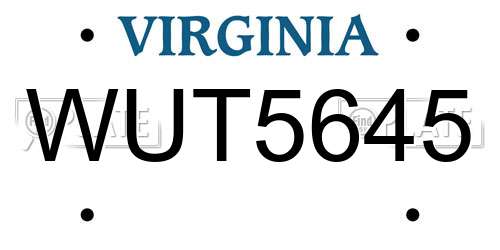 WUT5645 Virginia License Plate