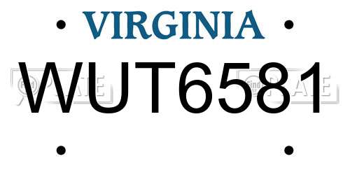 WUT6581 Virginia License Plate