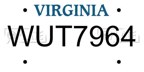WUT7964 Virginia License Plate