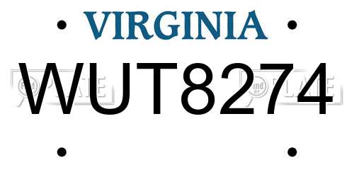WUT8274 Virginia License Plate