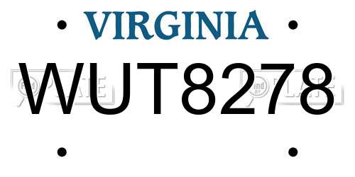 WUT8278 Virginia License Plate
