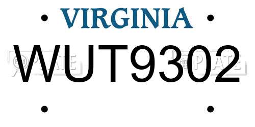 WUT9302 Virginia License Plate