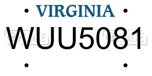 WUU5081 Virginia License Plate