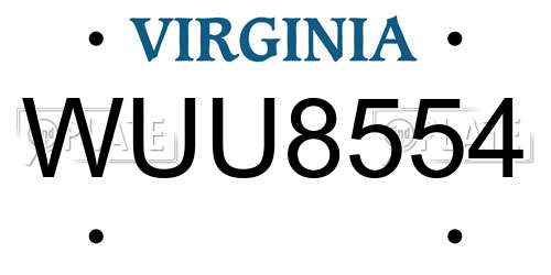 WUU8554 Virginia License Plate