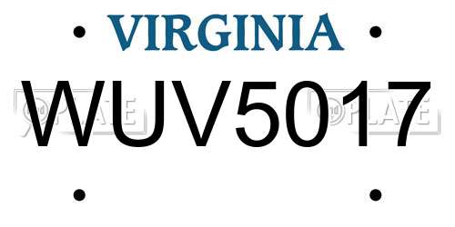 WUV5017 Virginia License Plate