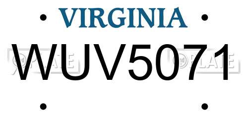 WUV5071 Virginia License Plate