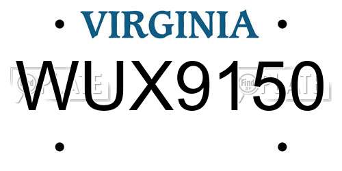 WUX9150 Virginia License Plate