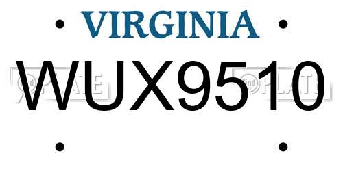 WUX9510 Virginia License Plate