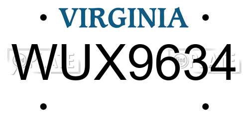 WUX9634 Virginia License Plate