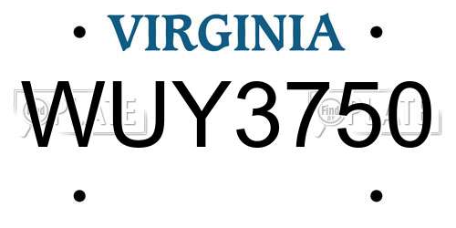 WUY3750 Virginia License Plate
