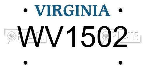 WV1502 Virginia License Plate