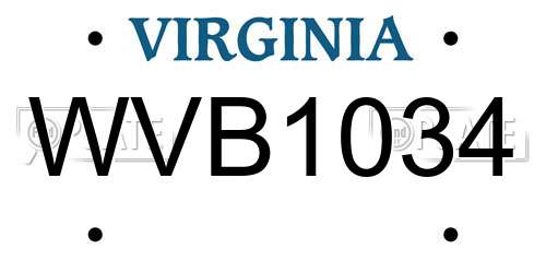 WVB1034 Virginia License Plate