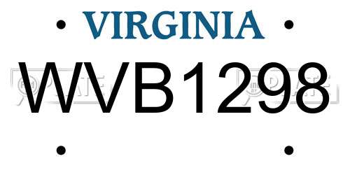 WVB1298 Virginia License Plate