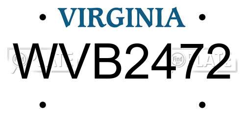 WVB2472 Virginia License Plate